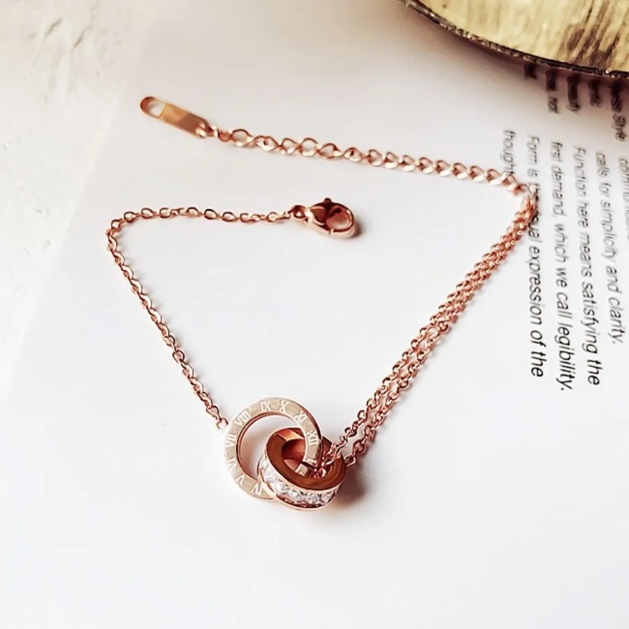 Gold Plated Crystal Charm Infinity Circle Bracelet